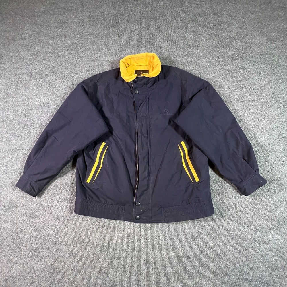 VTG Giovanni Valentino Bomber Jacket Mens 46 Navy Blue Full Zip EV7001-53